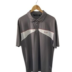 Travis Mathew Size XL Men’s Polo Gray with White Stripe Golf Casual Active Wear